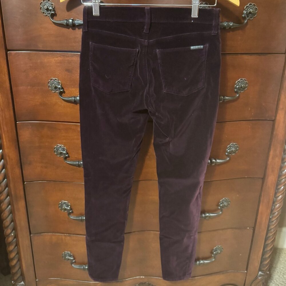 HUDSON Nico Midrise Velvet Skinny Jeans in Dark Plum - Picture 3 of 12